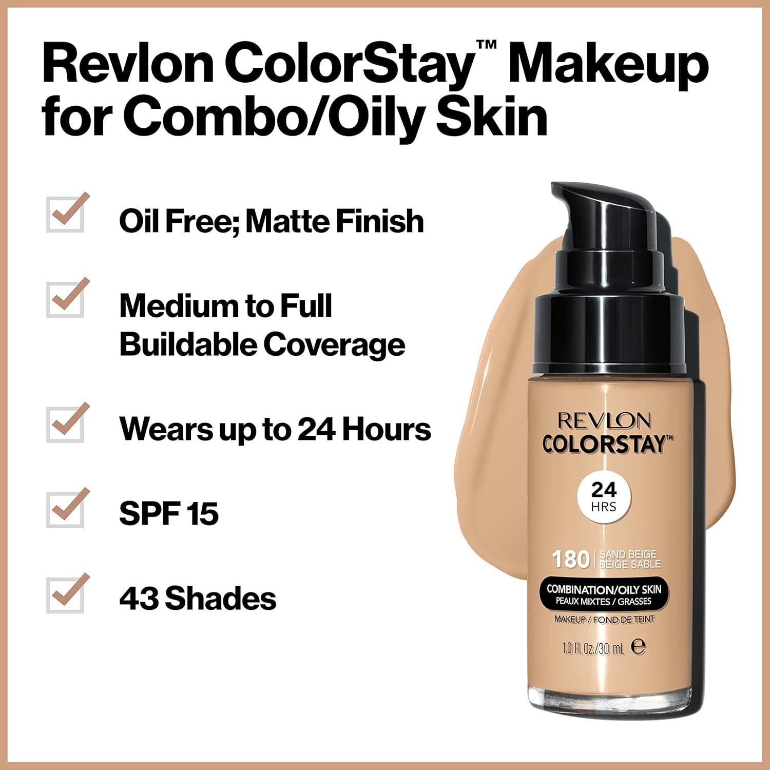 Revlon Colorstay Liquid Makeup for Combination/Oily, Natural Tan image number 4