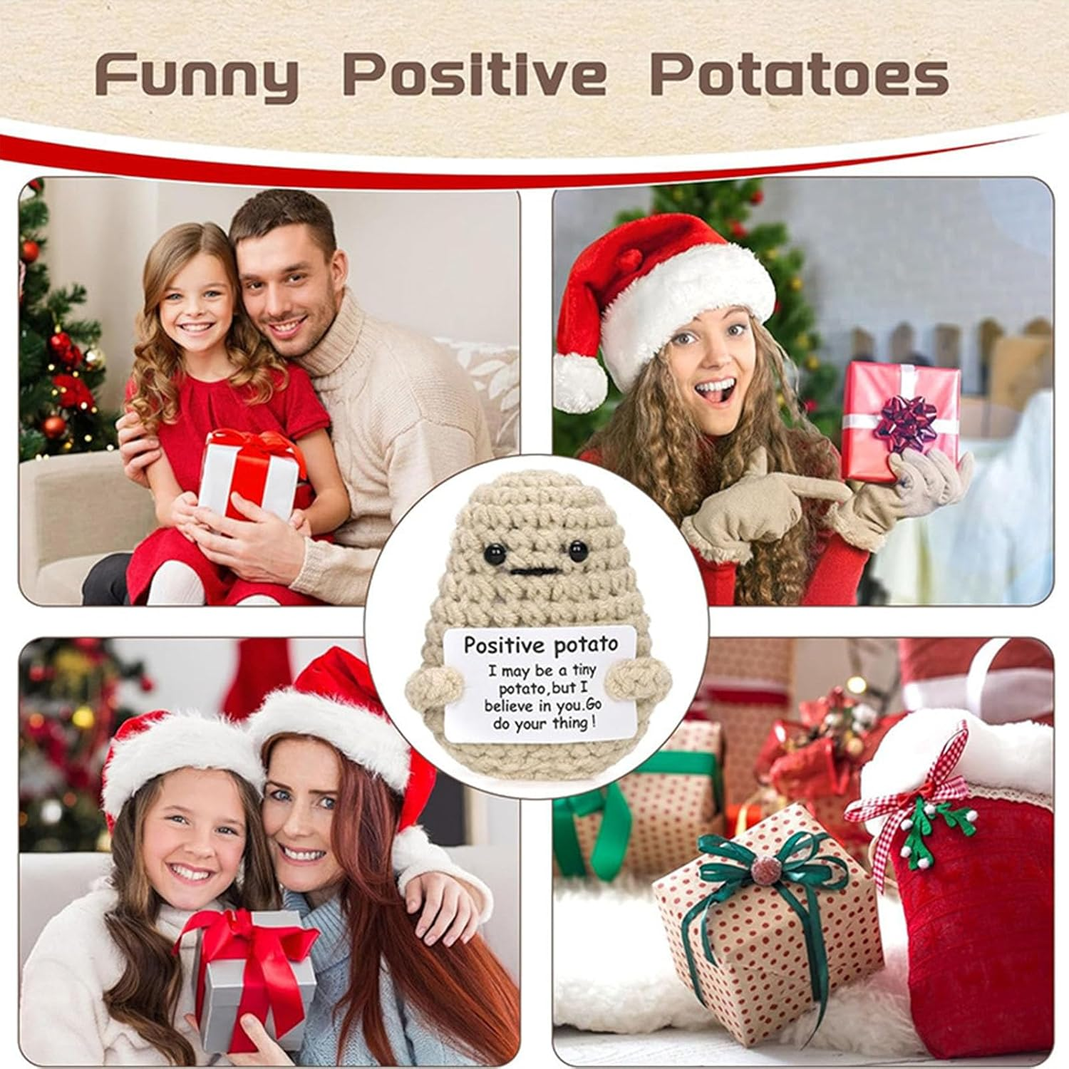 Cute and Fun Mini 3-Inch Front Potatoes, Cute Knitted and Fun Crochet Potato Dolls, New Year'S Gifts, Birthday Gifts, Creative Front Cards, Are the Ideal Choice for Spreading Positive Energy