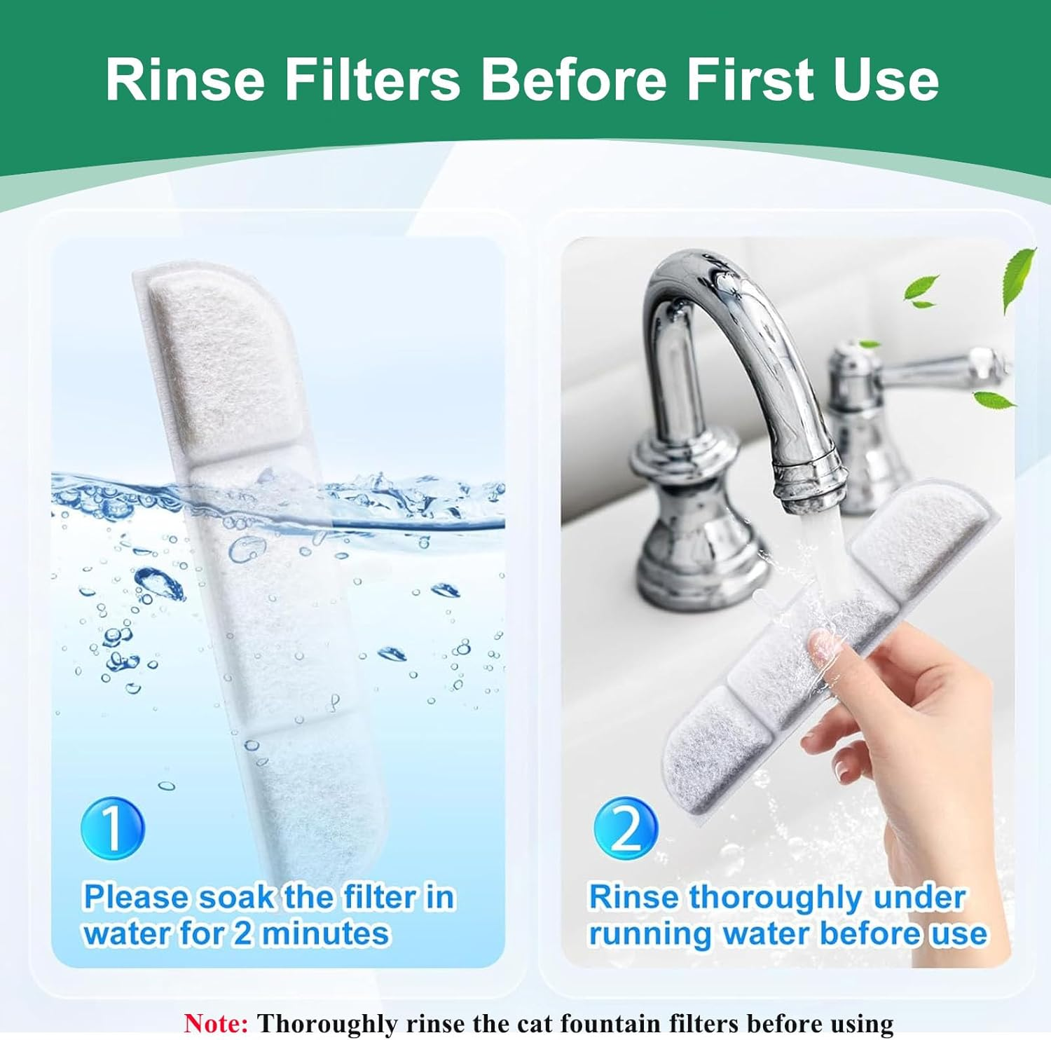 Hantoc Pack of 20 Replacement Filters for Drinking Fountains, Cat Fountains, 10 Pieces Carbon Filters and 10 Pieces Foam Filters for 2.5 L Cat Water Fountain DPWFP6 Replacement Filter with Resin And image number 1