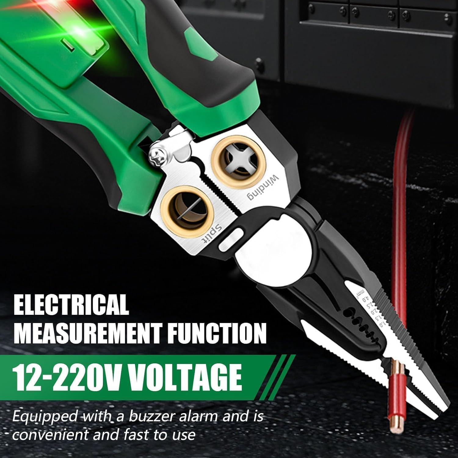8 in 1 Wire Stripper with Voltage Tester, Electric Pliers, New Multi-Function Electric Wire Stripping Tool for Cutting and Pulling Pliers, Electrician Repair Tool (Green) image number 1