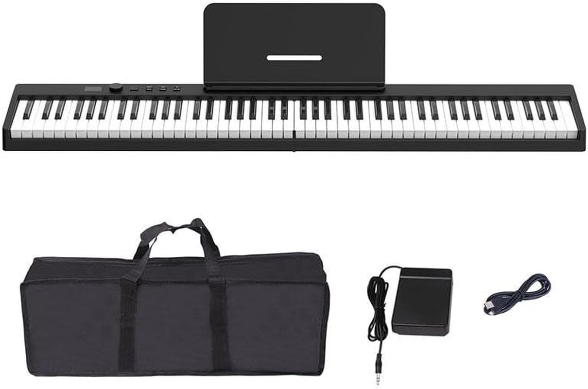 Folding Piano Keyboard 88 Keys Full Size Semi-Weighted Digital Piano for Beginners with Sustain Pedal Piano Bag (Black) image number 1