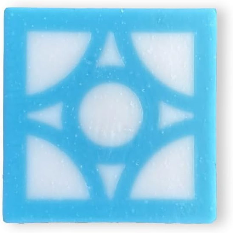 Flower Block Crescent Moon Light Blue White