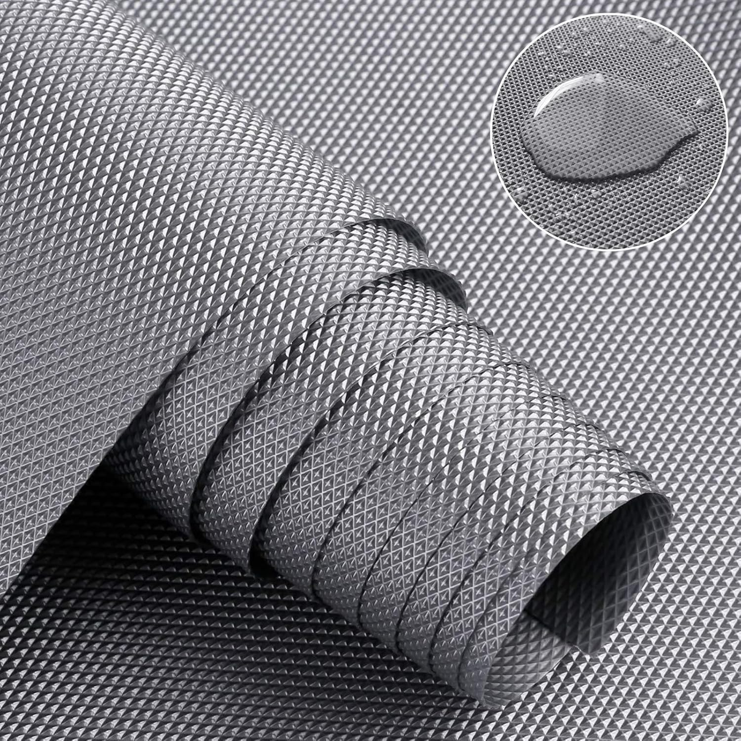 45Cm X 600Cm Cupboard Liners, Silver Grey Non Slip Mat, Kitchen Drawer Liner Waterproof, PVC Cupboard Mats, Drawer Lining for Shelf, Pantry, Cupboard, Caravan image number 6