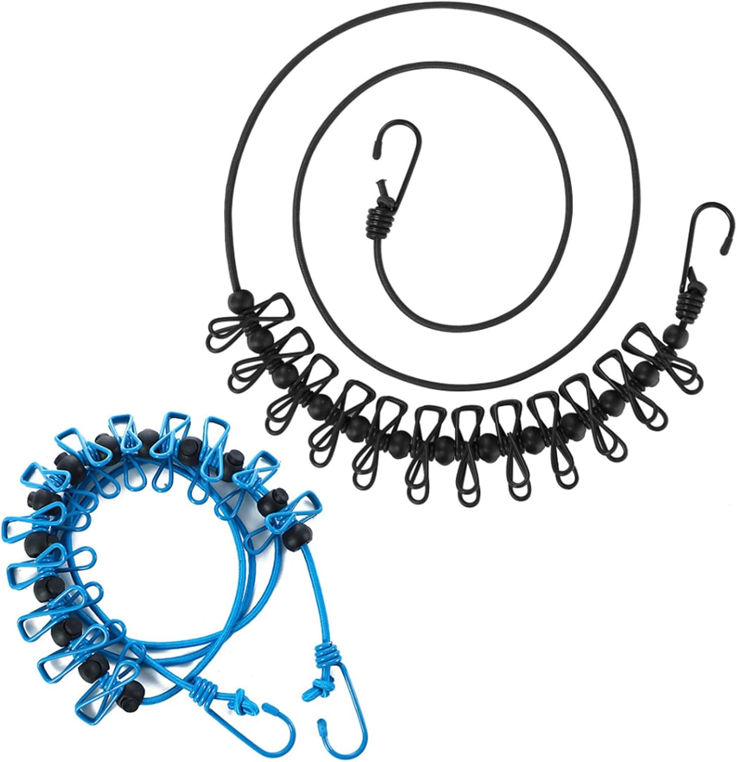 2Pcs Portable Clothesline with 12 Clothespins, Windproof Travel Clothesline Stretchy Retractable, Elastic Laundry Clothes Line for Travel, Camping, Hotel, Balcony, Backyard, and Indoor Use image number 5