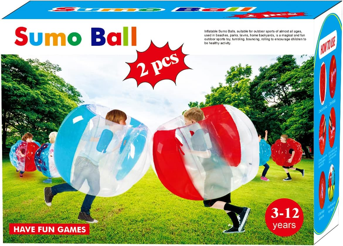 Sunshine-Mall Bubble Balls for Kids,Inflatable Buddy Bumper Balls Sumo Game Kids Soccer Ball Giant Human Hamster Knocker Ball Body Zorb Ball for Kids & Adults Outdoor Team Gaming Play.(2Pcs 36Inch) image number 3