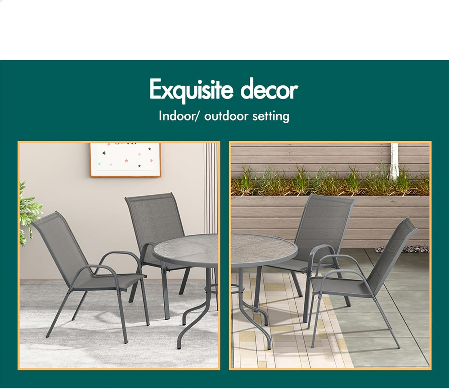 ALFORDSON Outdoor PE Wicker Patio Bistro Set Chairs 2Pcs Grey Color, Metal Frame Conversation Set Chairs for Tables Uv-Resistant, Set of 2 Lounge Chairs image number 6