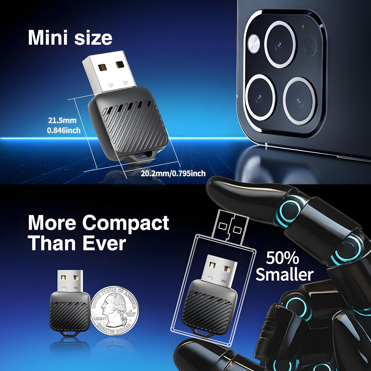 PIEKEDS Wireless Carplay Adapter, Android Auto & Carplay 2-In-1, Carplay Wireless Adapter for Ios 10 & Android 11+, 5.8Ghz Wi-Fi 6 & BT5.4, Plug & Play, Car Play Wireless Adapter image number 6