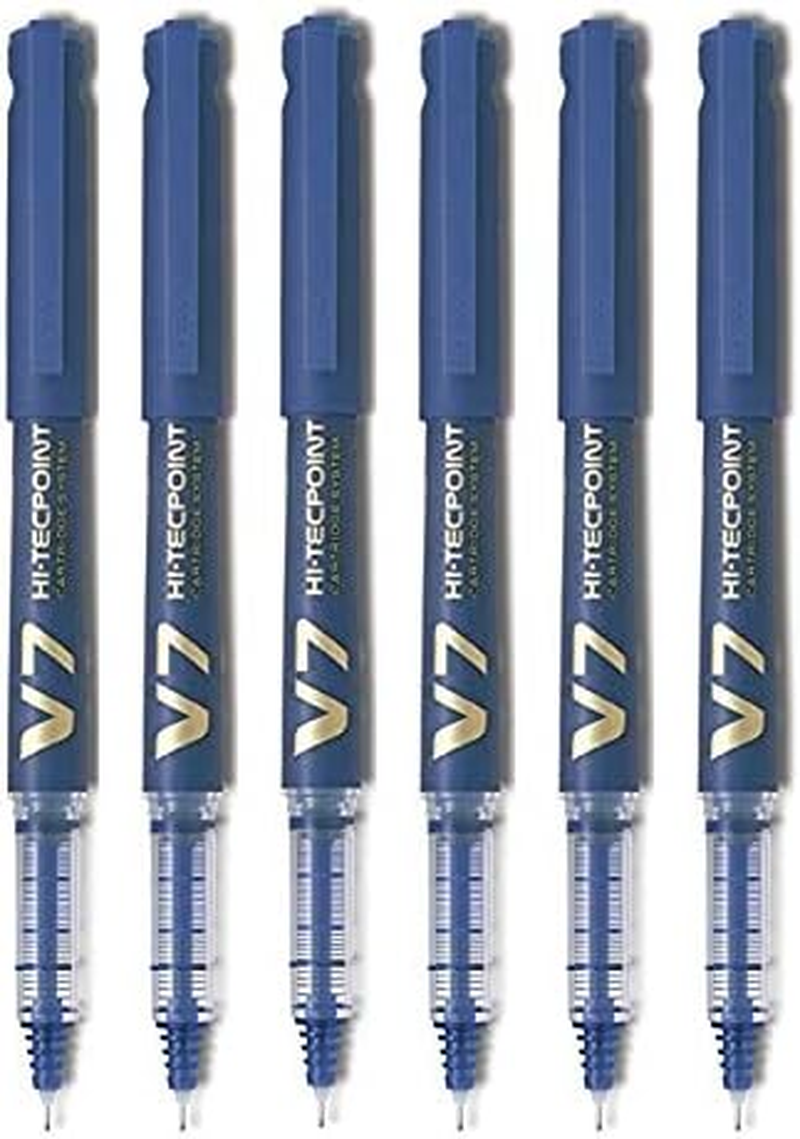 Pilot V7 Hi-Tecpoint Cartridge System Rollerball Pen Medium Point - (Blue 3 & Black 3)