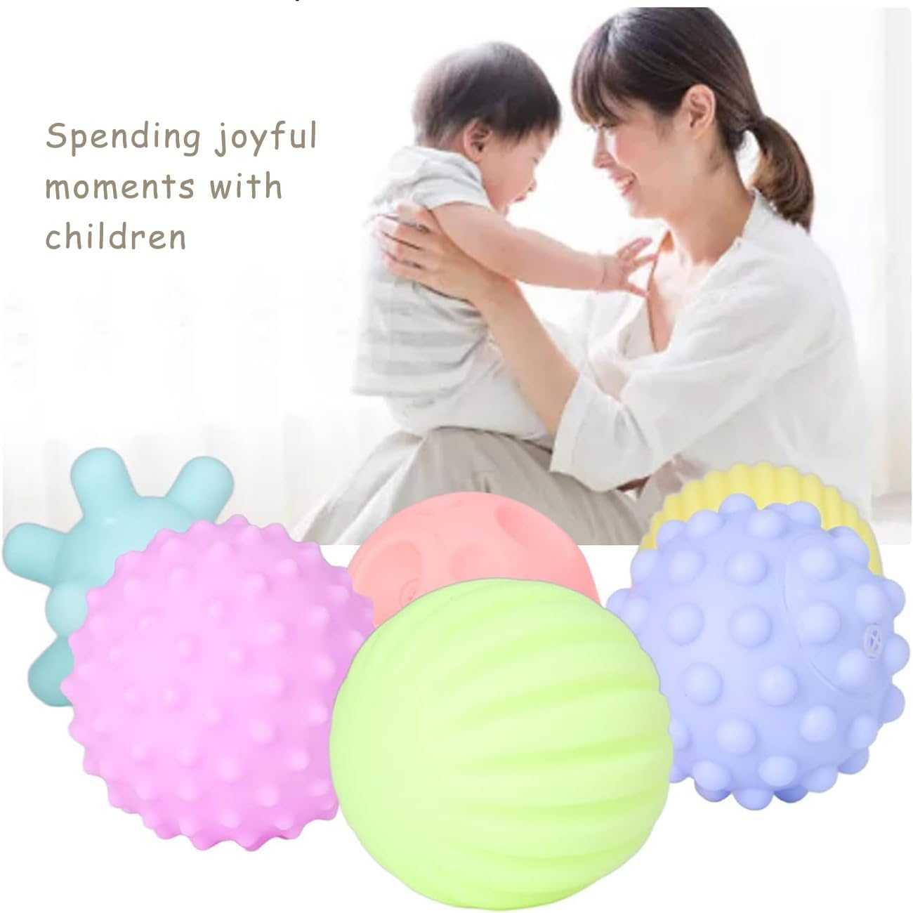6 Pack Sensory Balls for Baby Sensory Baby Toys for Toddlers 1-3, Bright Color Textured Soft Squeezy Bath Ball, Montessori Toys for Babies Infant Gift Sets image number 2