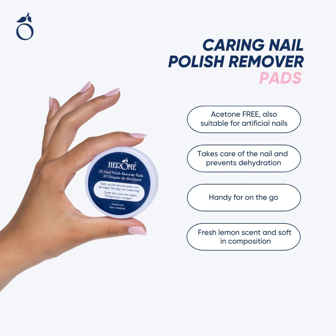 Herome Nourishing Nail Polish Remover Pads - Acetone-Free, Mild & Nourishing, Berry Scent, 30 Pads image number 3