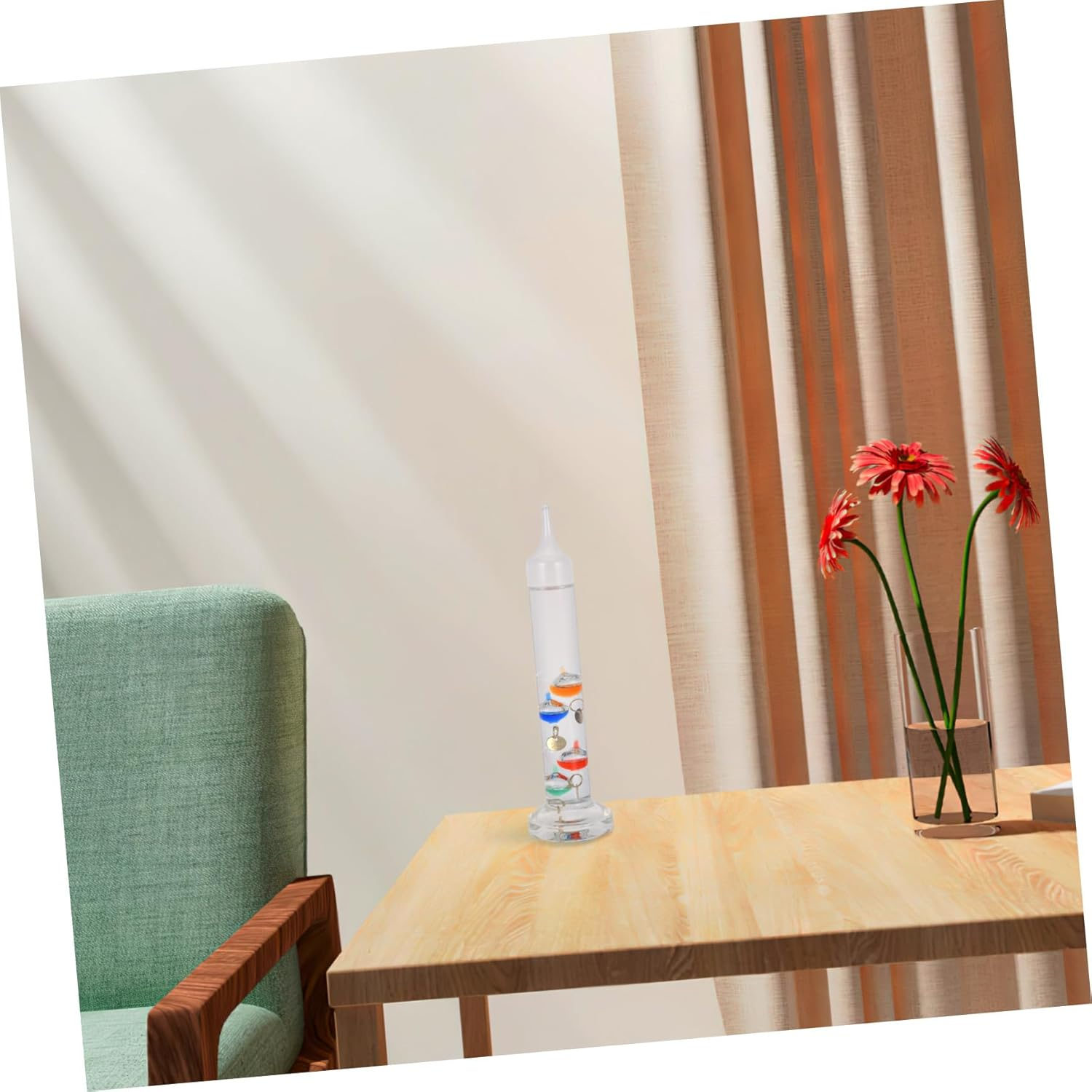 BESPORTBLE Galileo Thermometer with Floating Colored Spheres Glass Tube Temperature Display in Fahrenheit with Gold Tags Educational Interactive Science Decor for Home Office Classroom image number 6