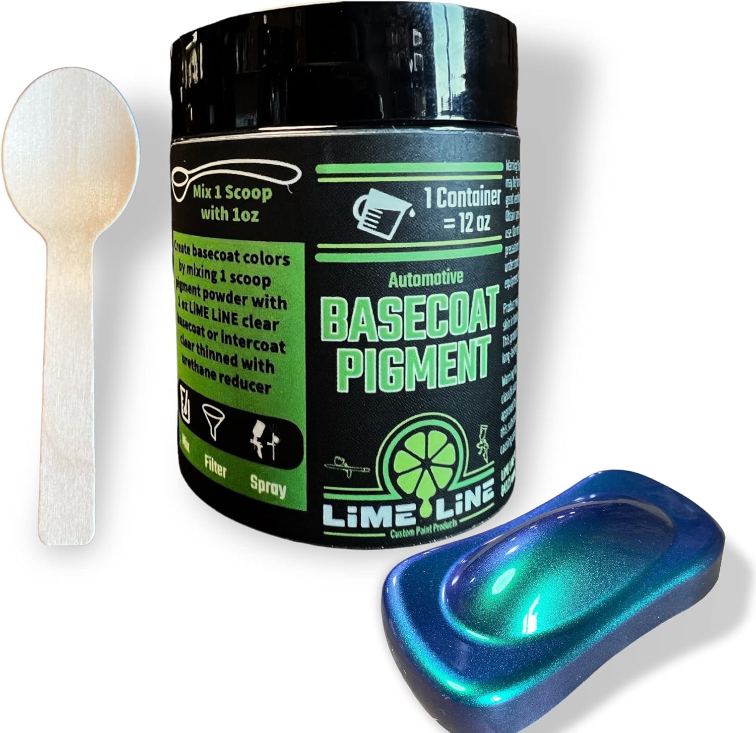 Lime Line Base Coat Maker Pigment Powder, Automotive Grade, Basecoat (Yellow Glow in the Dark)