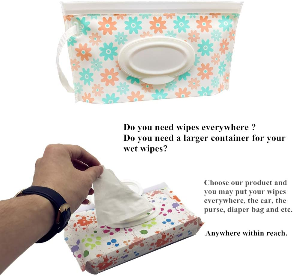 Baby Wet Wipe Pouch Container, Reusable & Refillable Portable Wipes Dispenser, Eco Friendly and Lightweight Baby Travel Wet Wipe Holder, Keeps Wet Wipes Moist (6 Pack) image number 2