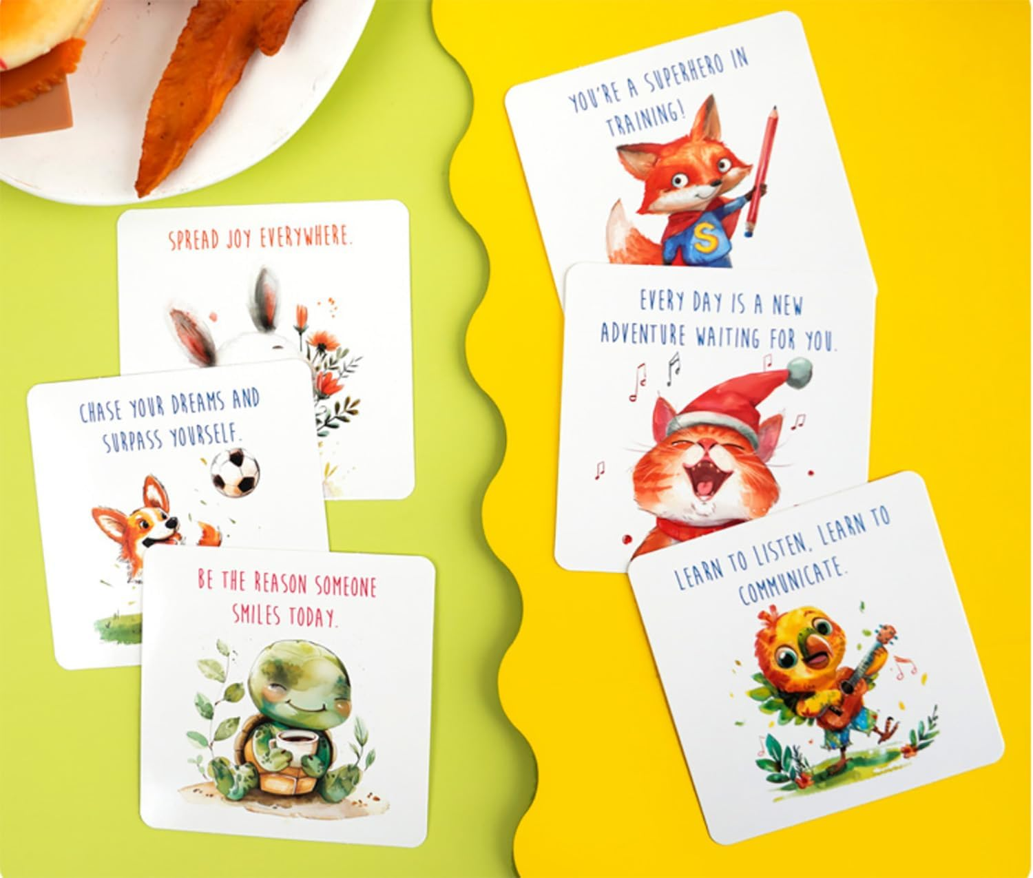 60 Pcs Motivational Cards, Affirmation Cards, School Lunch Box Notes, Inspirational Quote, Motivational Quotes Card, Pocket Size Double Sides Positive Card for Kids Children - Cartoon Animal image number 3