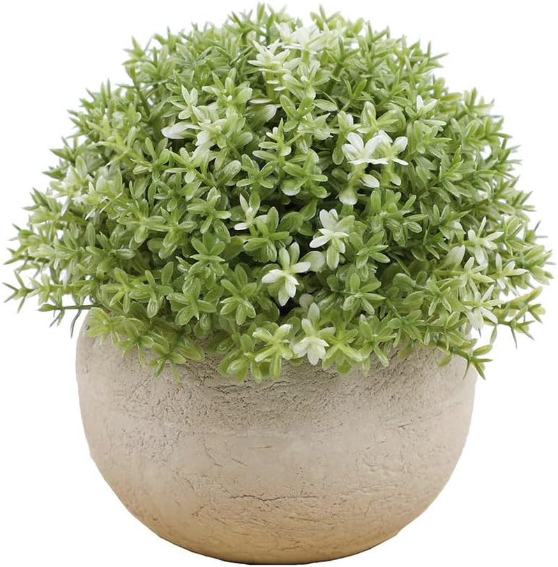 AU011-4 1 Pcs Plastic Material Mini Fake Plant Pot,Artificial Green Gress with Grey Pot,Faux Flower for Photography Decor Tools Wedding Display Pieces,15Cm(5.9")