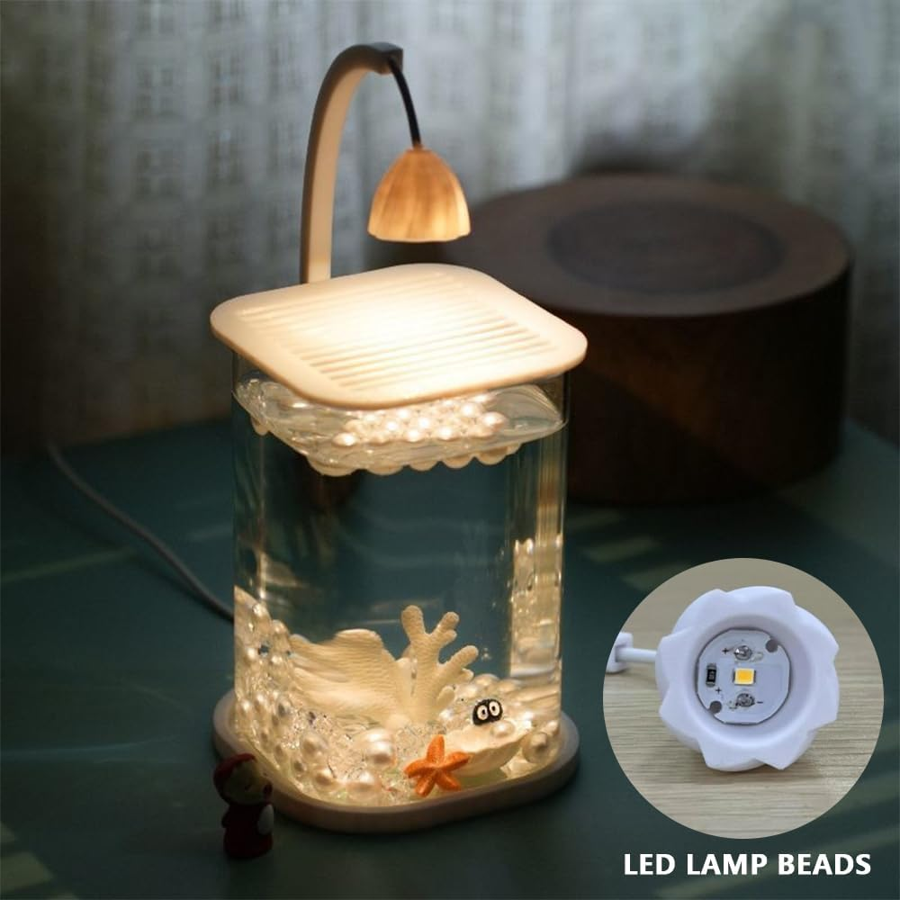 Mini Desktop Glass Aquarium with LED Light &ndash; 10&times;10&times;15Cm Small Fish Tank for Betta, Shrimp, or Aquatic Plants &ndash; Compact Rimless Tank for Home or Office Decor image number 1