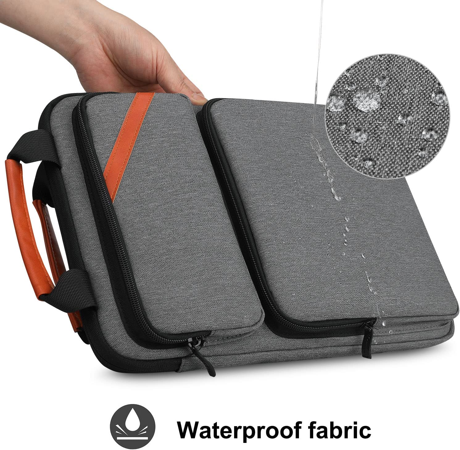 Icozzier 13-13.3 Inches Laptop Messenger Shoulder Bag, Vertical Double Pockets Notebook Laptop Business Briefcase Handbag for 13.3 Inch Macbook image number 6