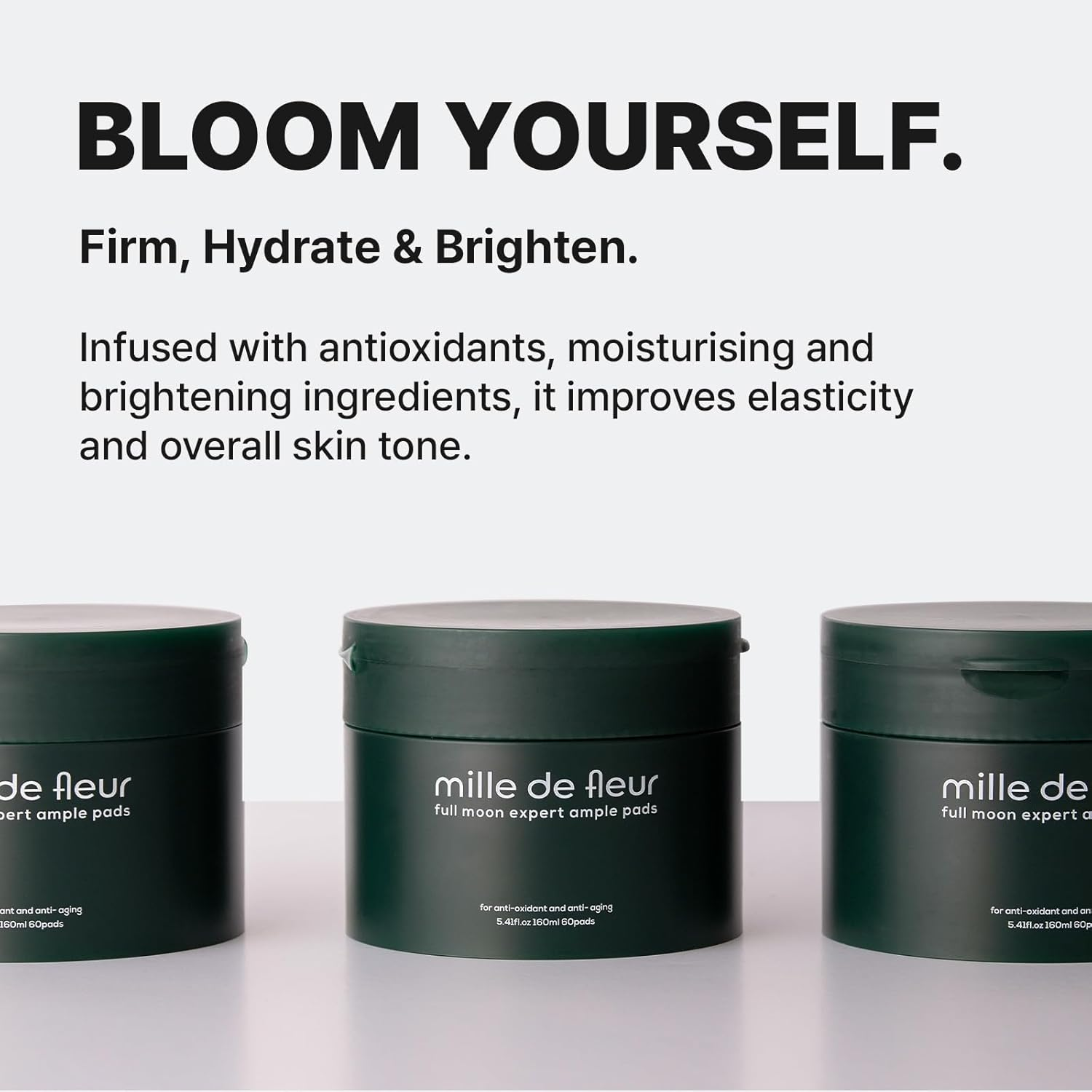 MILLE DE FLEUR Full Moon Expert Ample Pads 160Ml 60 Pads, 4% Niacinamide, 1.35% Organic Rice Ferment, Hydrating and Soothing Ample Pads, Gentle PHA Exfoliation, with Adenosine and Magnolia Extract, Korean Vegan Skincare image number 1