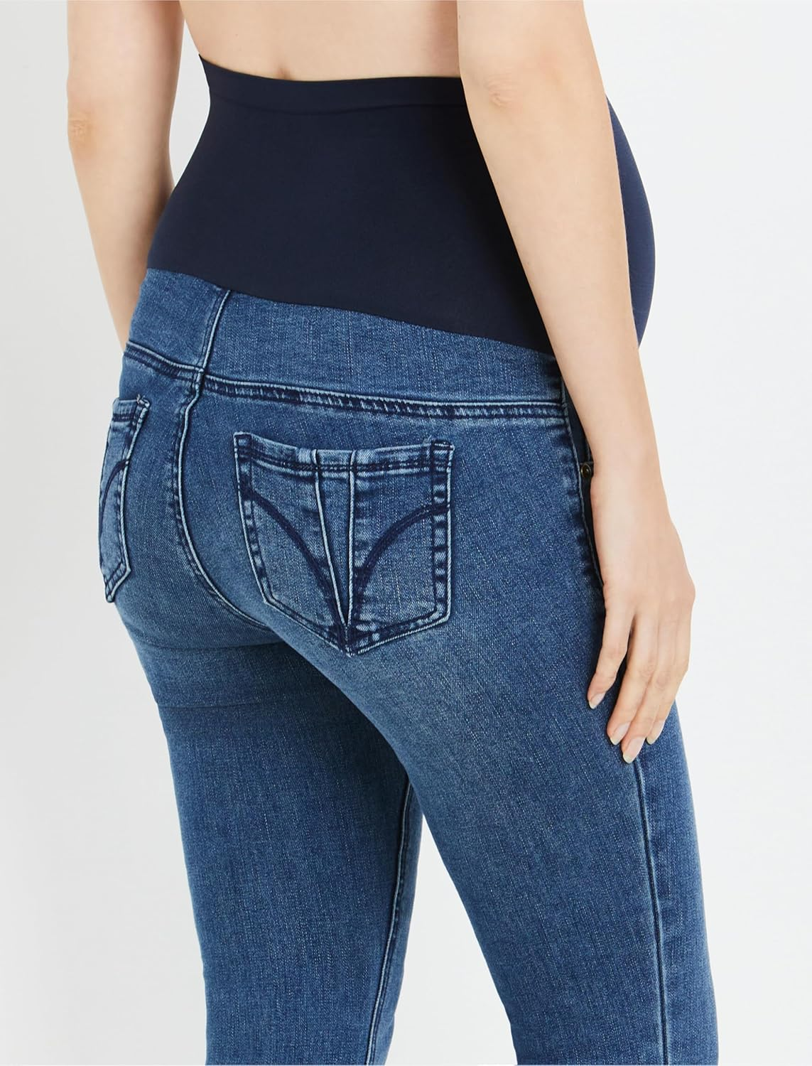Motherhood Maternity Womens Super Stretch Secret Fit over the Belly Skinny Jeans Indigo Blue image number 1