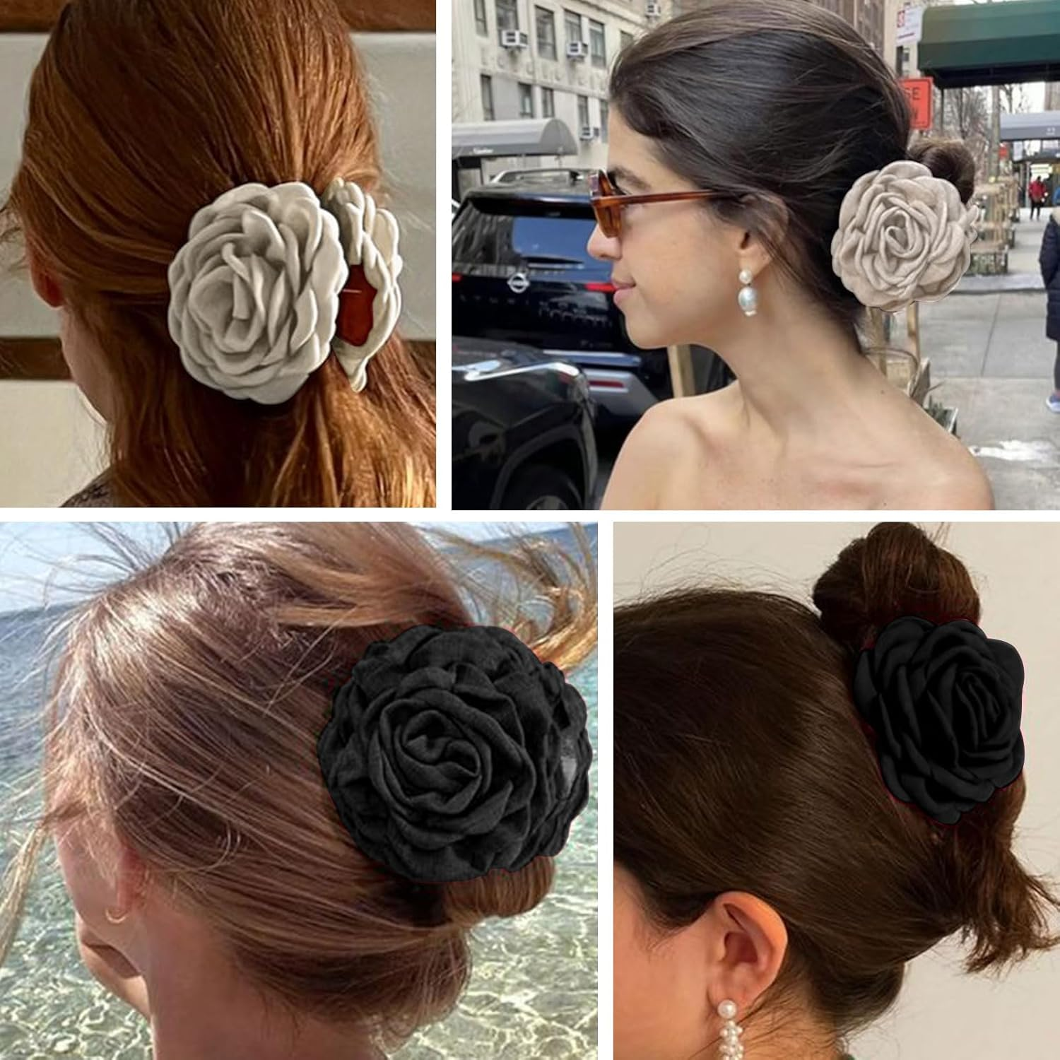 Mezrkuwr Pack of 2 Rose Petal Claw Clips for Women, 2 Pieces, Large Hawaiian Rose Hair Clips, Flower Hair Clip, Floral Hair Clips for Women Girls image number 2