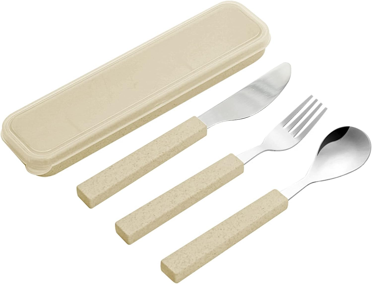 VANRA 3-Piece Children Utensils Set 18/8 Stainless Steel Child Flatware Set Silverware Spoon Fork Chopstick Set with Travel Case for Kids Lunch Box (Green)