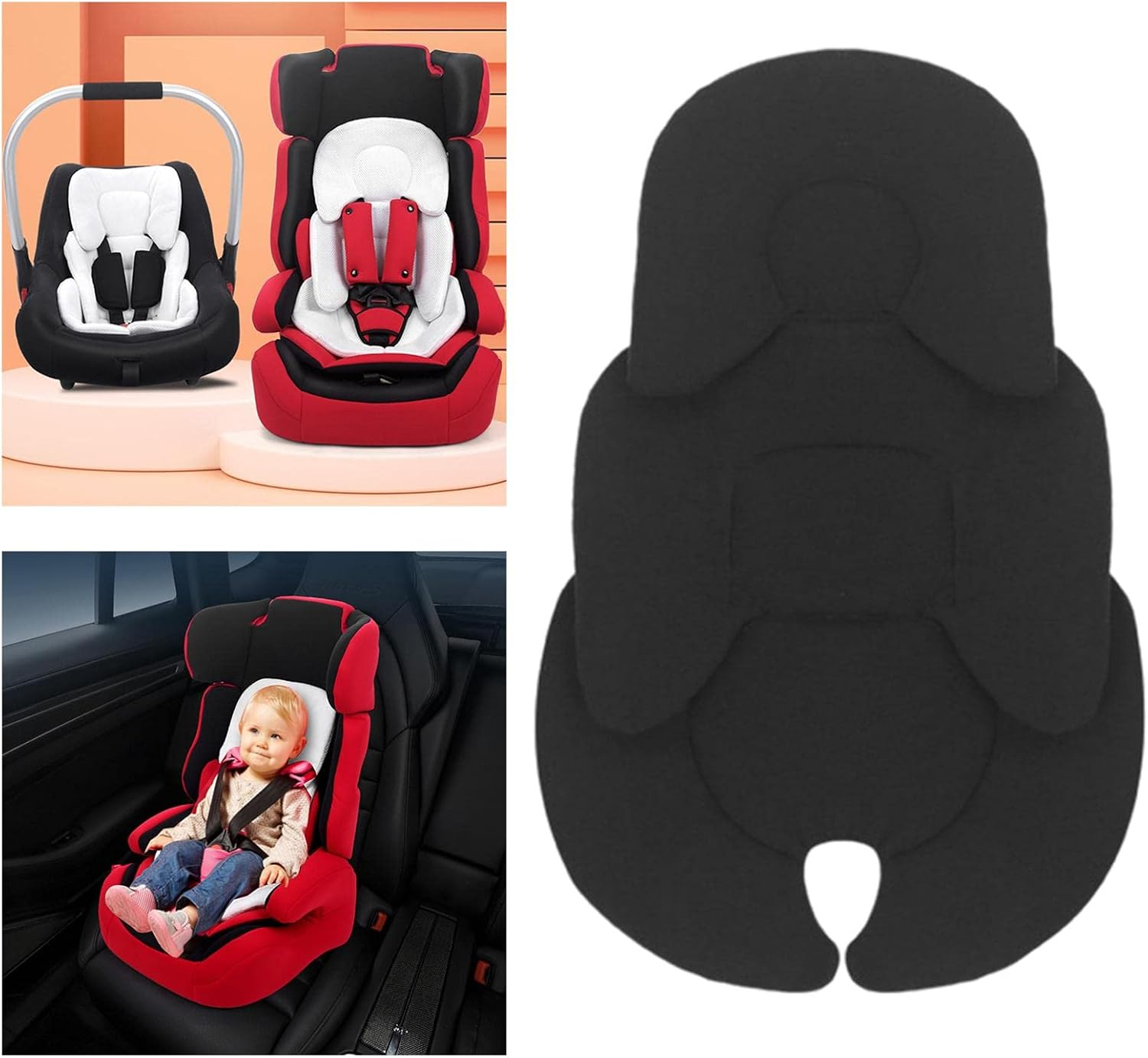 TENOL Stroller Cushion Breathable Insert for Baby Newborn Infant, Black - Black image number 6