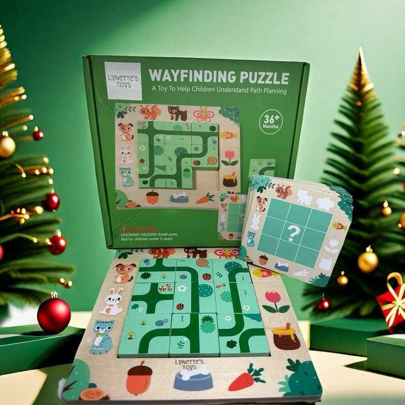 Lynette'S Toys Wooden Wayfinding Puzzle for Children Aged 3+, Montessori Toys, Develop Logical Thinking and Problem-Solving Skill, Educational Interactive Toy, Travel Toy, Gift Choice for Birthday