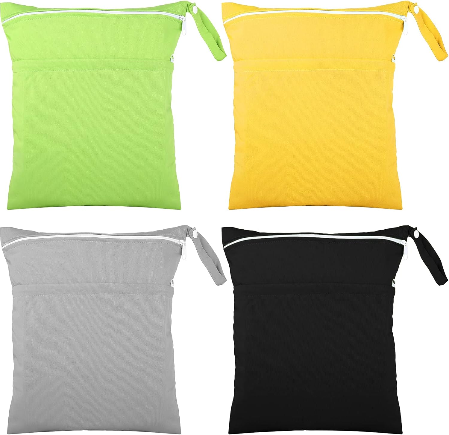 Shappy 4 Pcs Wet Dry Bag for Baby Cloth Diapers Waterproof Wet Bag Washable Travel Reusable with 2 Pocket for Travel Beach Pool(Blue, Purple, Pink, Orange)