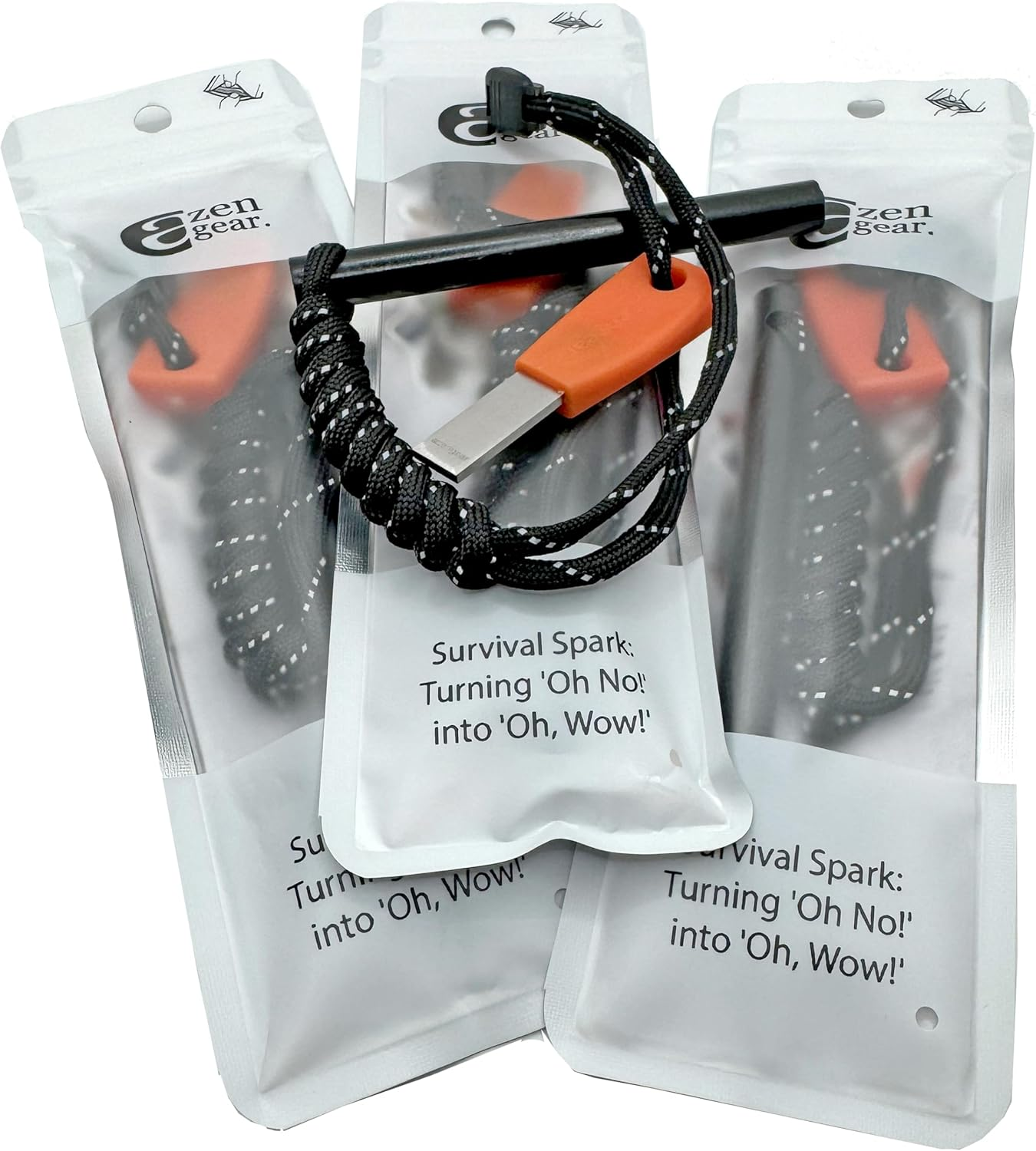 Camping Flint and Steel Fire Starter, 10X100Mm (0.4X4In) Ferro Rod, HSS Striker, Paracord, Waterproof Outdoor Survival Kit Azengear image number 4