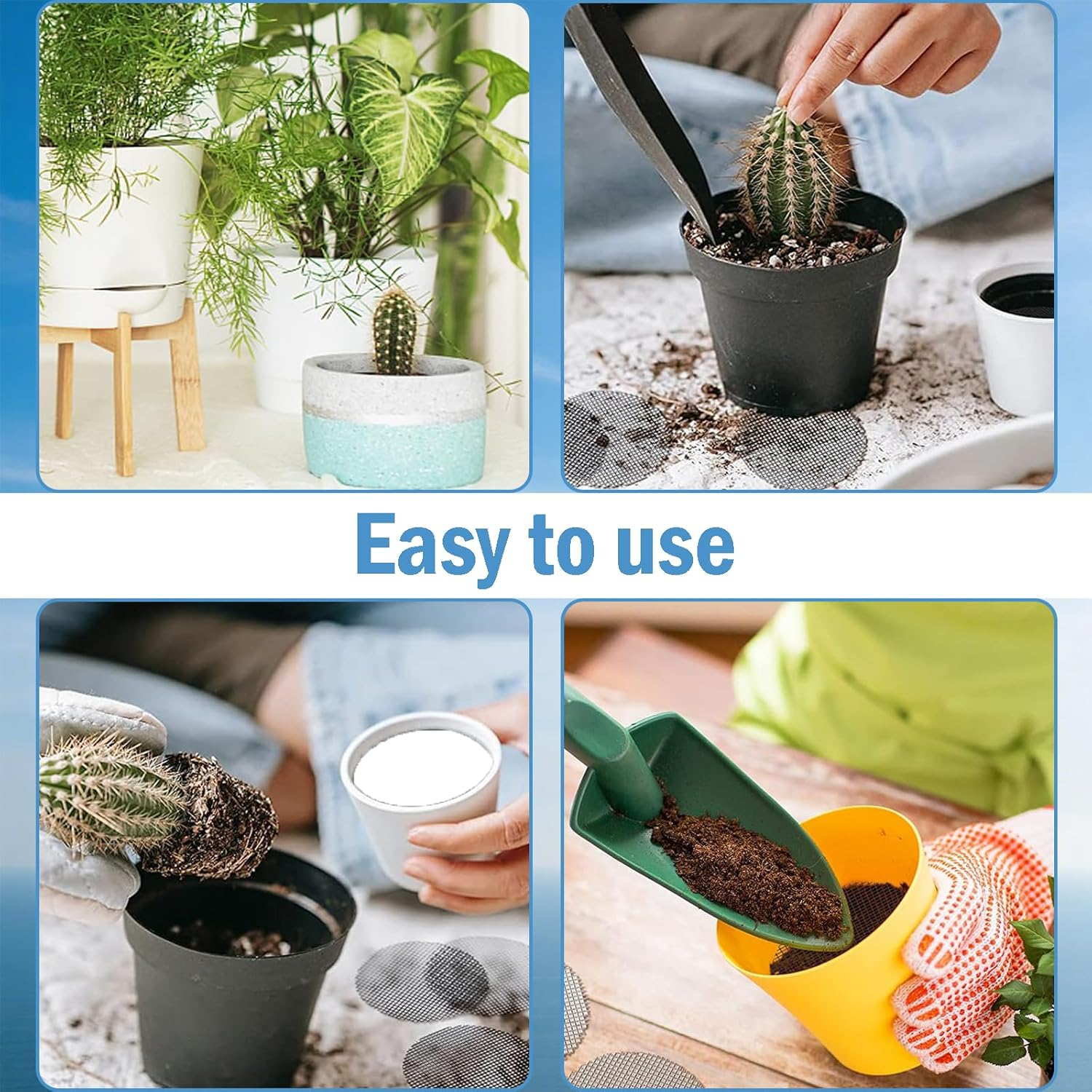 Zvorgath 50 Pack 10Cm Flower Pot Hole Mesh Pad - Bonsai Pot Bottom Grid Mat Mesh for Garden Planting, round Drainage Mesh Hole Screens, Plant Drainage Screens Gasket Prevent Soil Loss image number 4