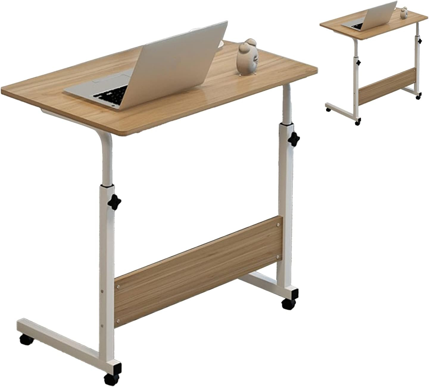 Bedside Laptop Desk, Liftable Bedside Table 60 X 40Cm Space Saving C Shape for Dining Room (Wood Color) image number 5