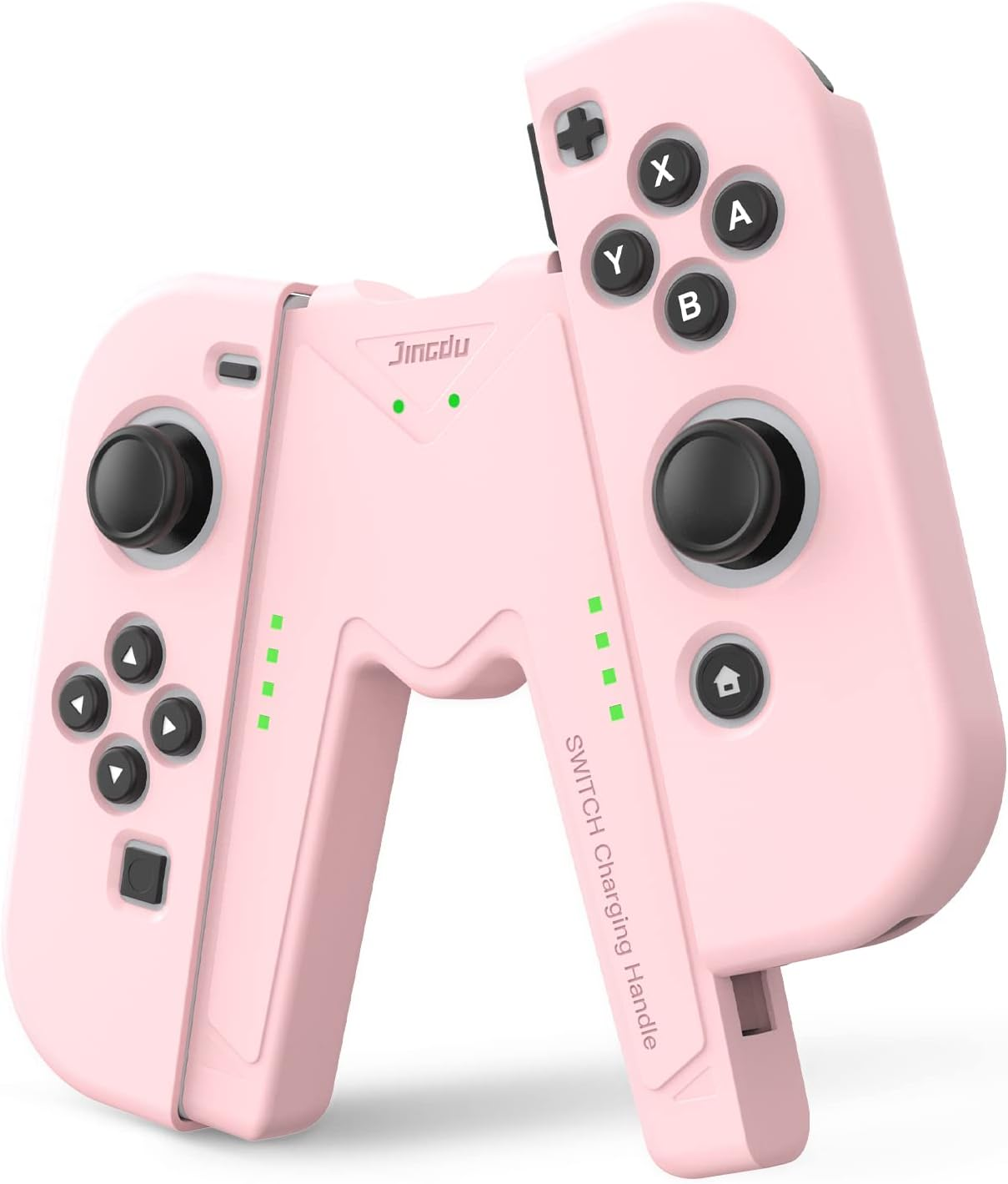 OLAIKE Joy Con Charging Grip Handle for Nintendo Switch/Oled, Joystick Charging Comfort V-Shaped Game Grip Controller with Battery Indicators, High Speed Charge While Play, Pink image number 1