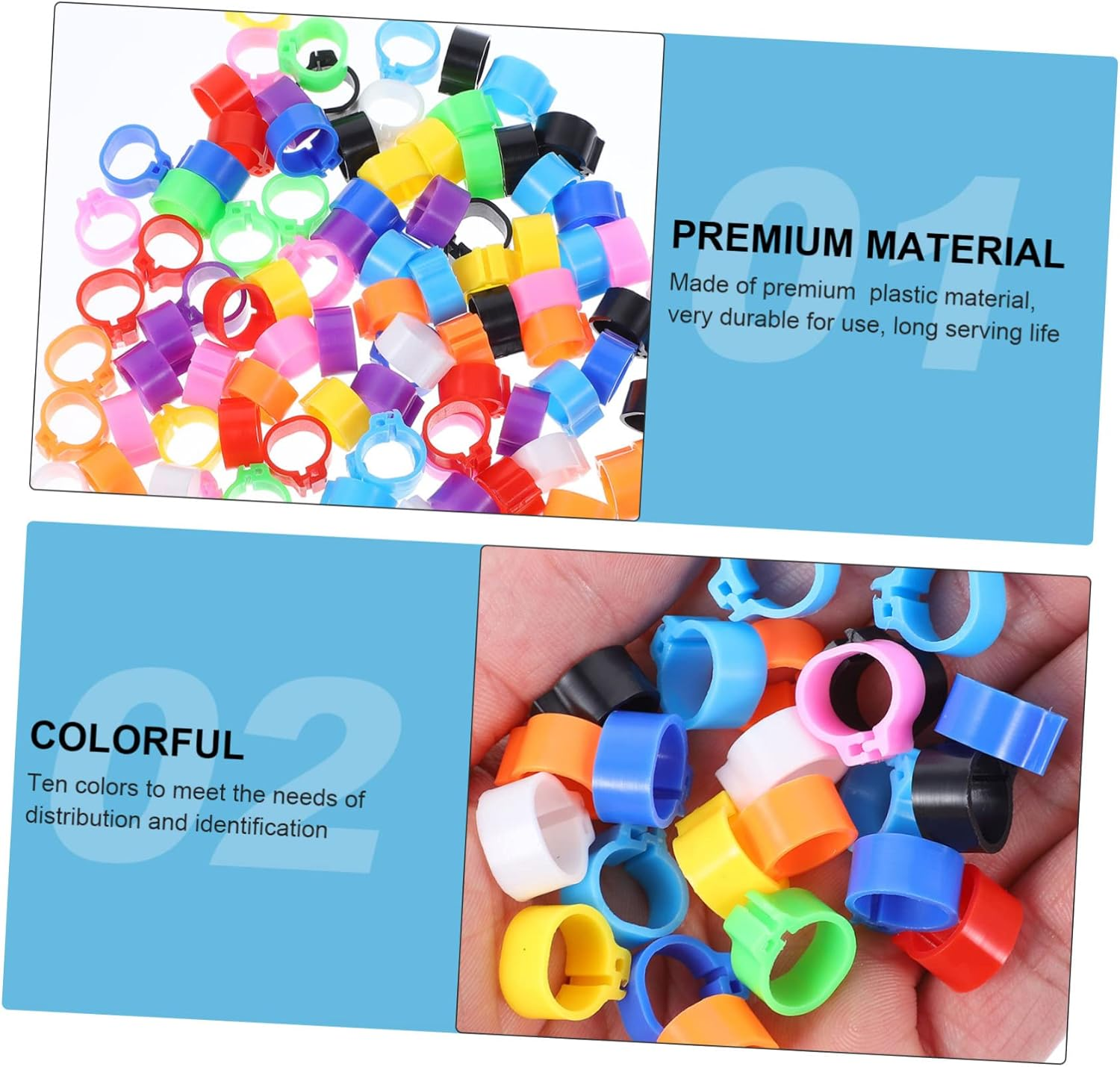 OATIPHO 100Pcs Pigeon Identification Leg Rings Foot Bands for Pigeons Parrots Cockatiels More Easy Bird Marking and Management image number 4