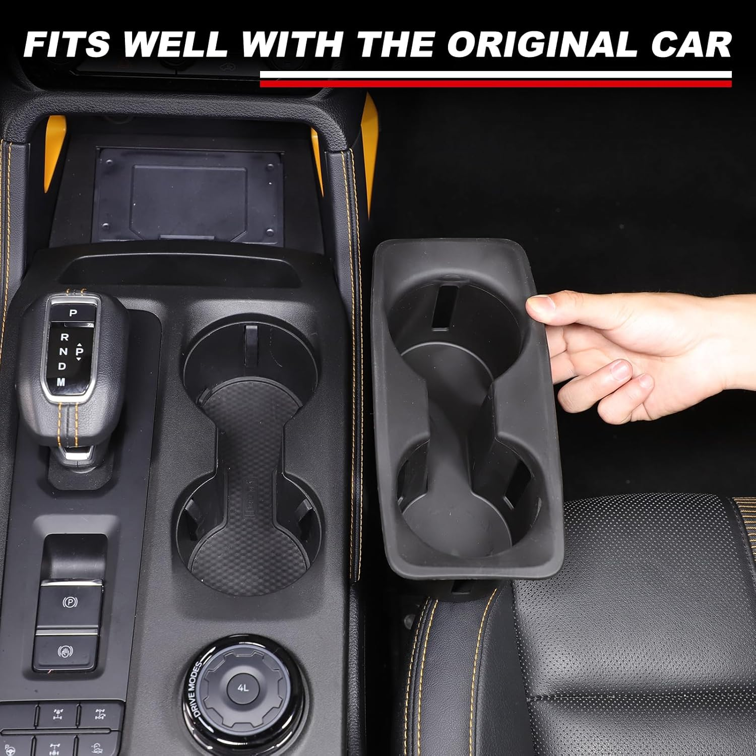 Yinaniutos Cup Holder Insert Compatible with Ford Ranger 2023-2025 Accessories | TPE Center Console Cup Drink Liner | 1PC Set image number 3