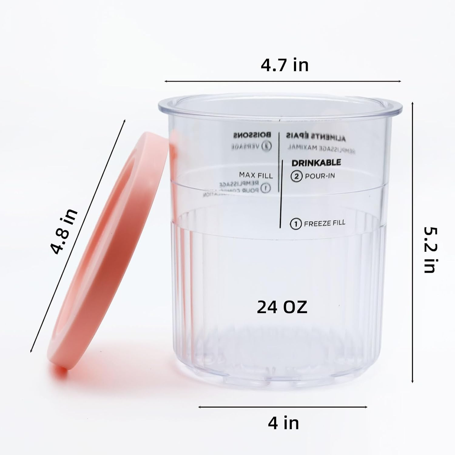 Containers Replacement for Ninja Creami Pints and Lids - 4 Pack, 24Oz Cup Compatible with NC501, NC500 Series Ice Cream Maker, BPA Free Dishwasher Safe Leak Proof image number 1