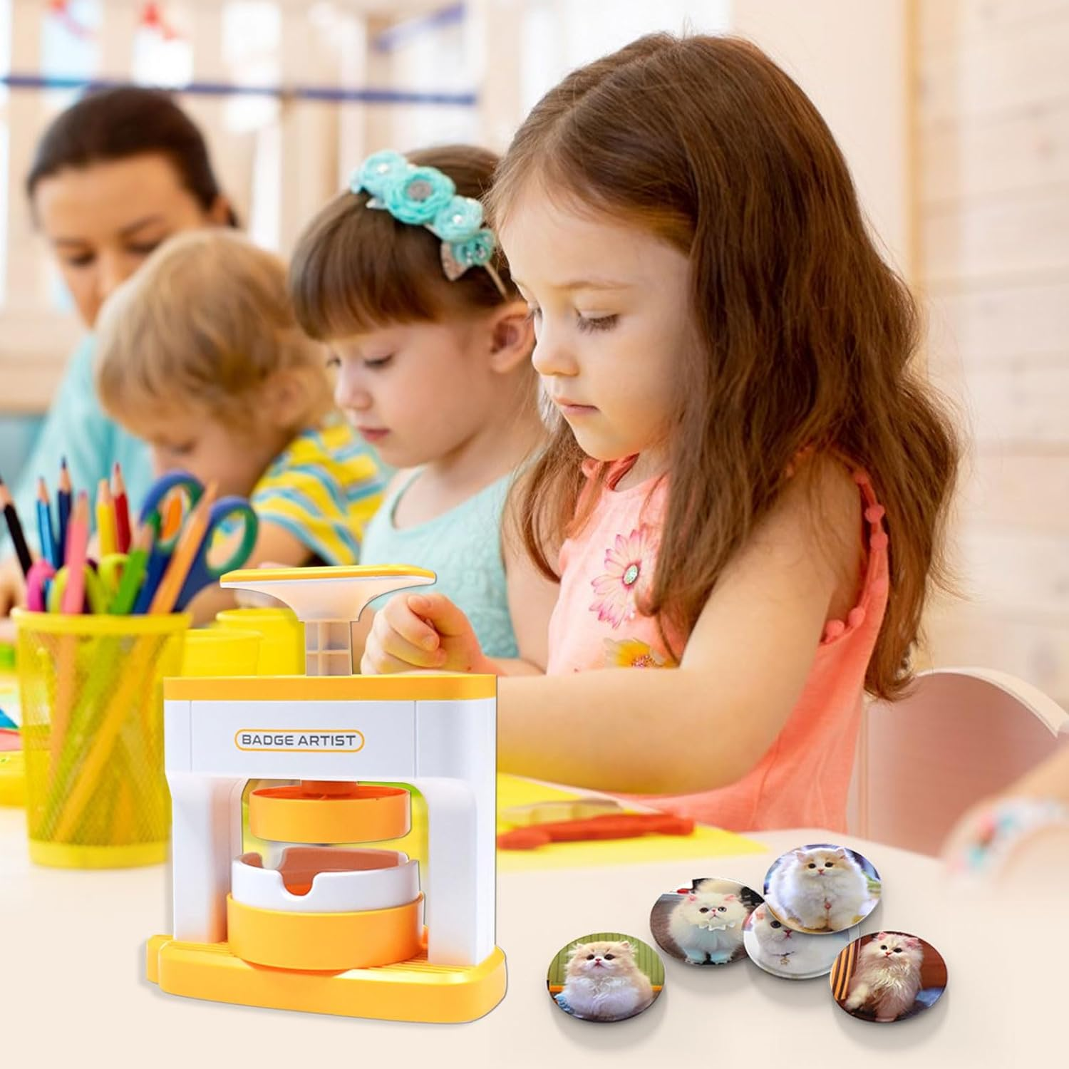 TOWEBOORY Button Maker Machine, 2.71Inch DIY Button Press Machine with Button Maker Supplies Pin Badge Maker Machine Circle Cutter for DIY Children School Projects and Party image number 2