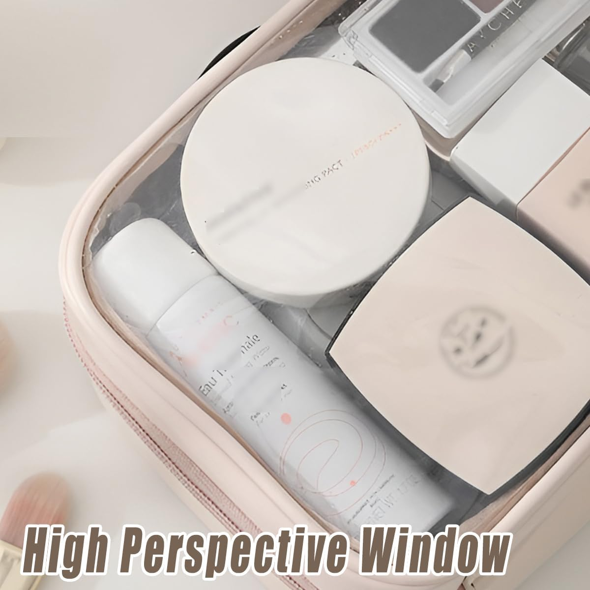 AIMALL Waterproof Travel Cosmetic Bag - Lightweight Transparent Organizer with Dual Compartments, Perfect for Women&rsquo;S Makeup and Toiletries image number 5