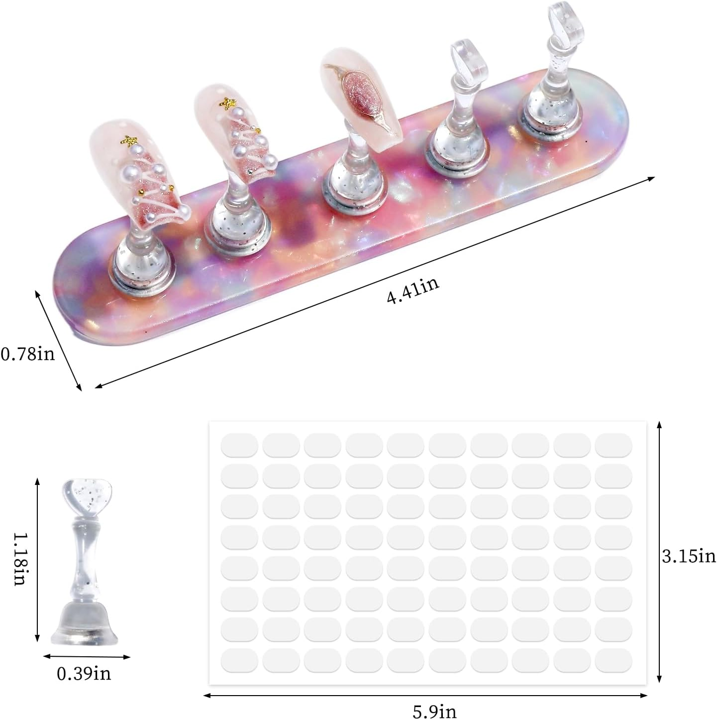 BQAN 2 Set Nail Stand for Press Ons, Magnetic Nail Holder for Painting | Display | Fake Nails Practice with 200 Pcs Adhesive Tabs, Nails Art Tools Homes and Salons Use Pearl Pink image number 5