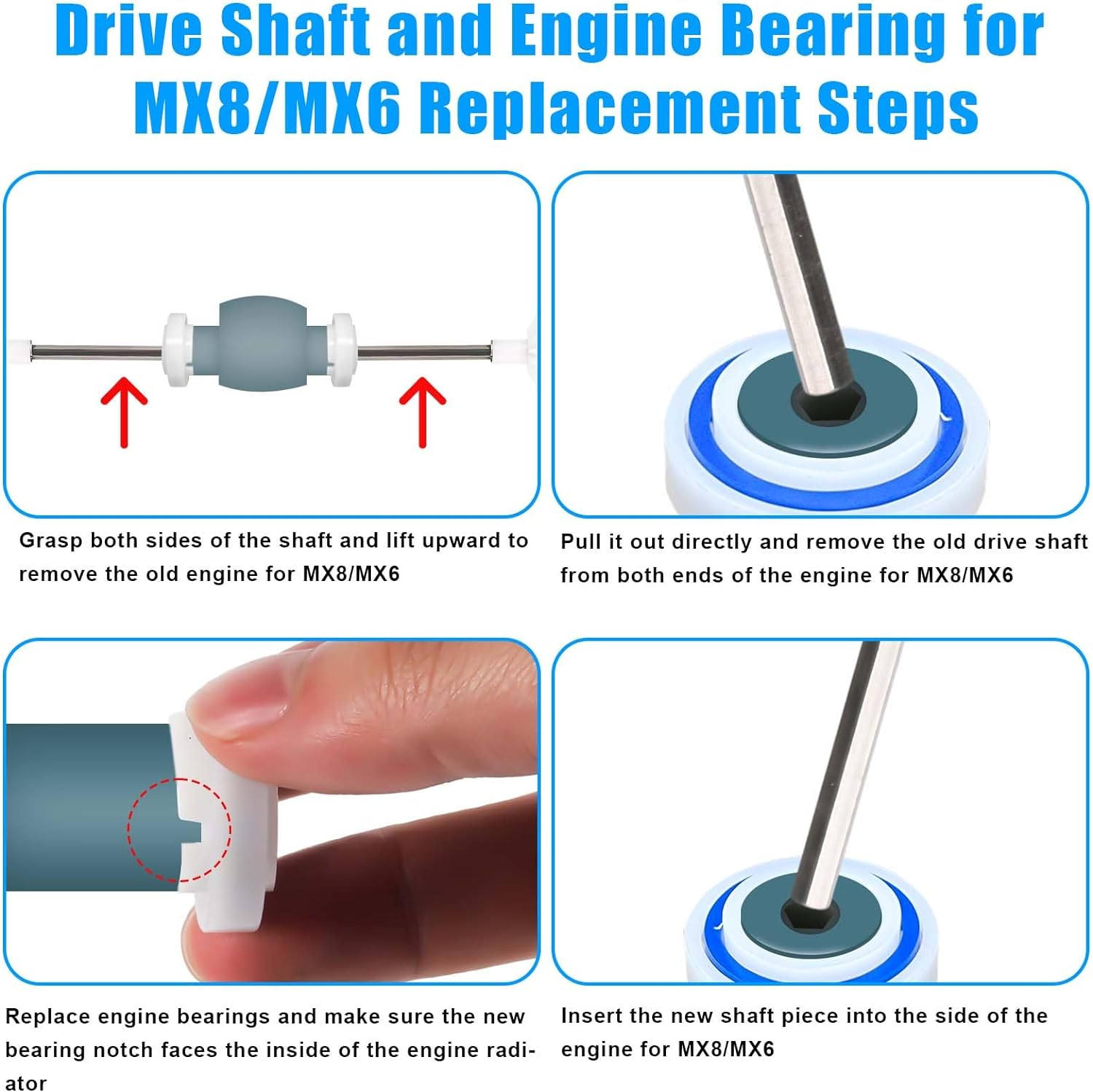 2 Packs Pool Cleaner Parts for MX8 MX8EL MX6 MX6EL Elite, Pool Cleaner Drive Shaft Tune-Up Accessories Assembly Pool Cleaner Replacement Parts for Zodiac, with Pool Engine Wheel Bearing image number 1