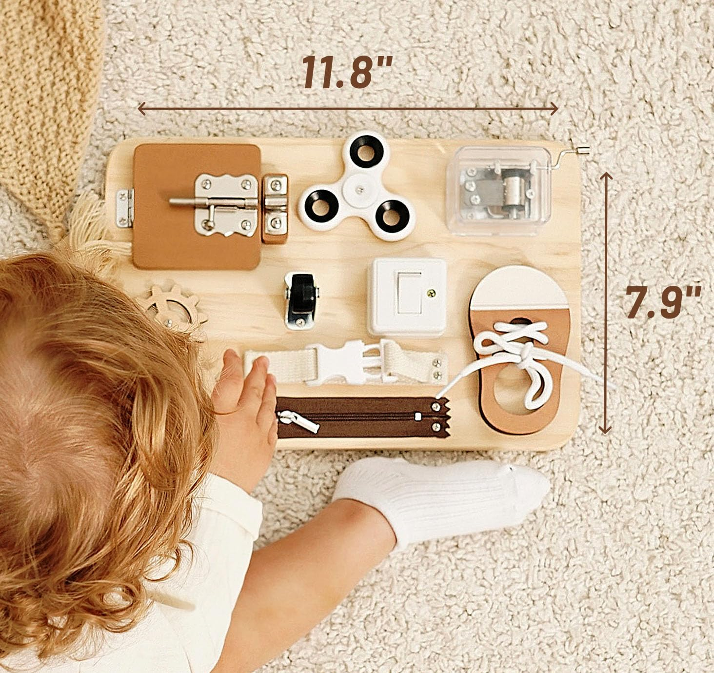 Montessori Busy Board Wooden Sensory Toddler Toys Preschool Educational Learning Activities for Boys & Girls- Birthday Gifts for Kids image number 4