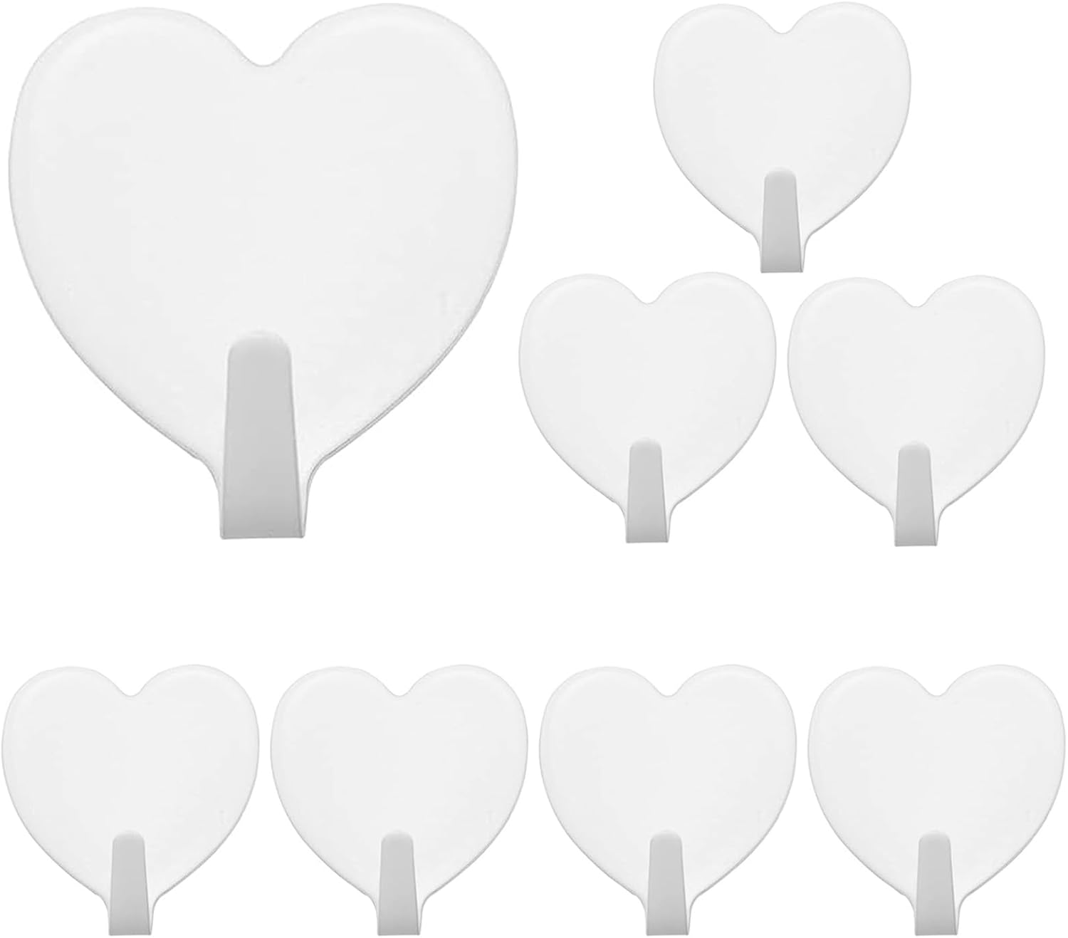 Heart Wall Hooks, 8 Pack, Cute Pink Decorative Accessories, Purse Hanger for Girls Room, Stainless Steel, Sturdy Adhesive for Hanging Keys, Bags, Towels, Clothes