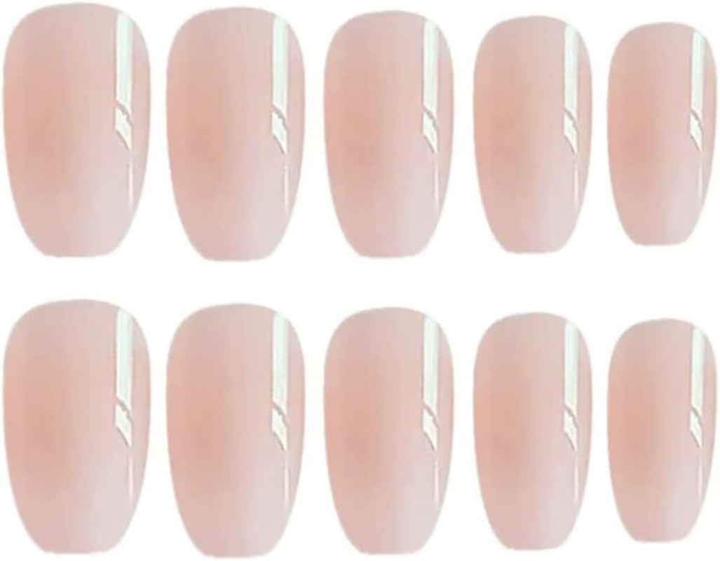 24Pcs False Nails Nude Full Cover Fake Nail Tips Glossy Coffin Artificial for Women
