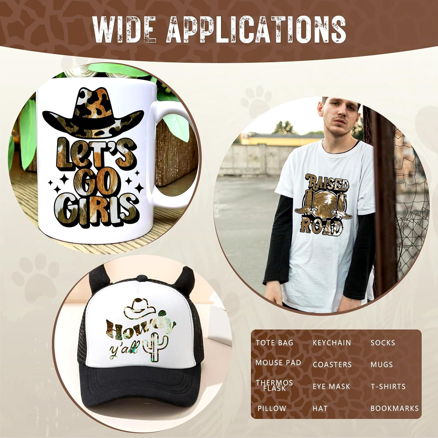 Tintnut Cowhide Sublimation Ink Transfer Sheets - 10 Sheets 12"X10", Cow Print Sublimation Transfer Paper Bundle for DIY Mugs, Tumblers, Key Chain, T-Shirts image number 6