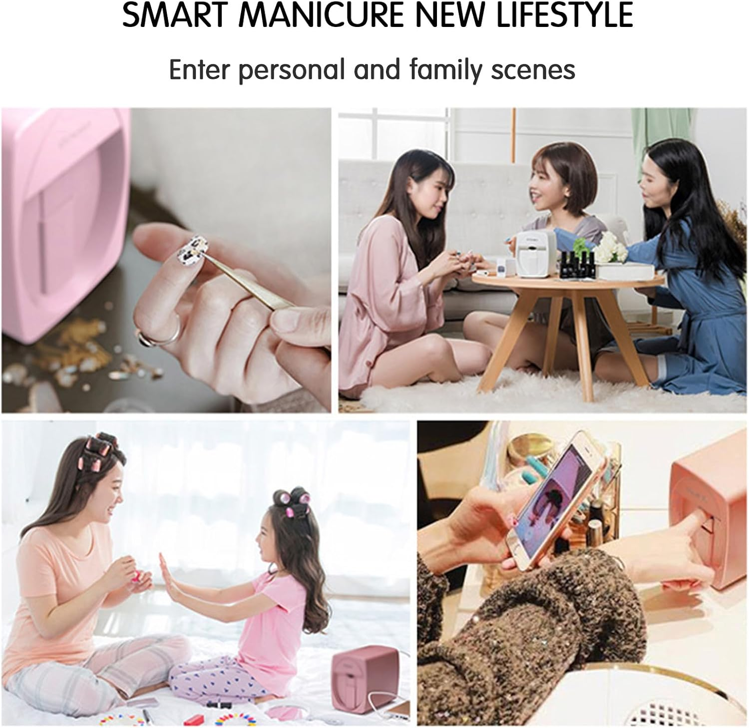 Mini Portable Nail Painting Machine,Digital Mobile Nail Art Printer,Smart Phone Control Wireless Wifi Signal,Smart 3D Nail Art Printer,Rosegold - Pink image number 5