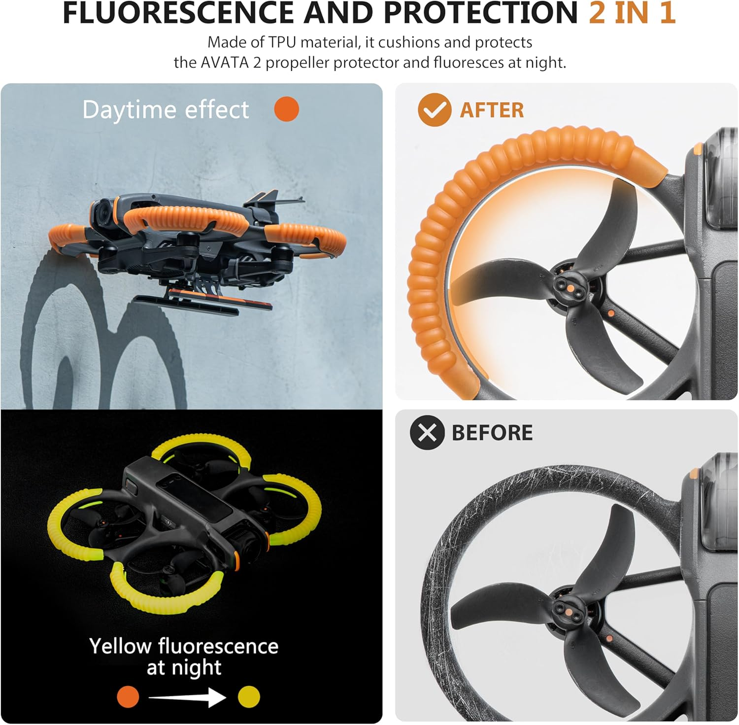 STARTRC PHOTO 3-IN-1 Avata 2 Accessories Bundle Kit,Avata 2 Propeller Guard Protector+Landing Gear+Tail for DJI Avata 2 Drone Protection(Not Including Drone)