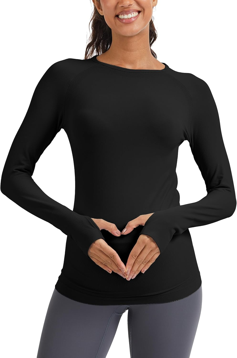 Mathcat Seamless Maternity Shirts Long Sleeve Maternity Tops for Women Pregnancy Shirts Athletic Workout Yoga Casual Tee