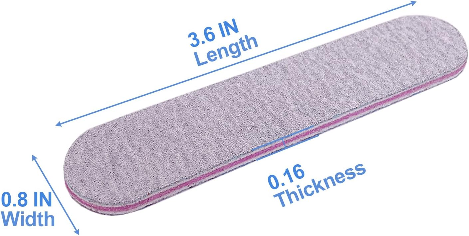 Nail Files (50 Pack), 3.6 Inches Emery Board Nail Files for Acrylic and Natural Nails, 100/180 Grit Small Double Sided Fingernail Filer Bulk Mini Professional Finger Nail Filer Manicure Set Gray image number 6