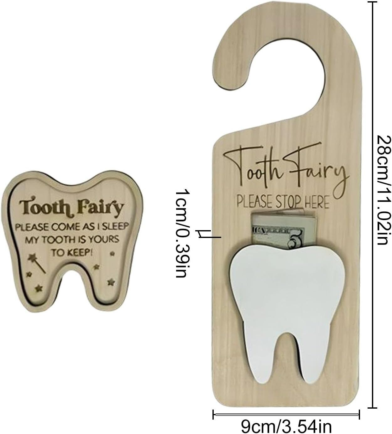 Kids Teeth Door Hanger,Wooden Lost Teeth Holder Collection Box with Locker - Kids Room Keepsake Tooth Holders for Home, image number 2
