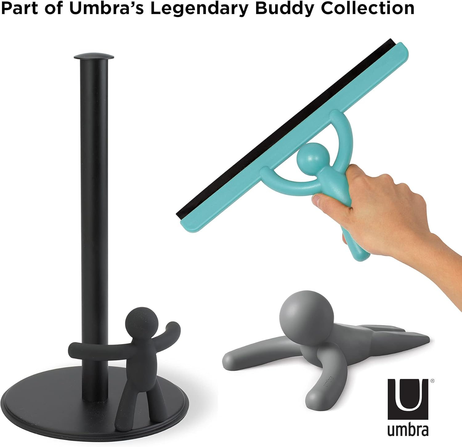 Umbra 330280-040 Buddy Paper Towel Holder Stand for Kitchen Countertop, Unique Dispenser, Black Kitchen image number 4