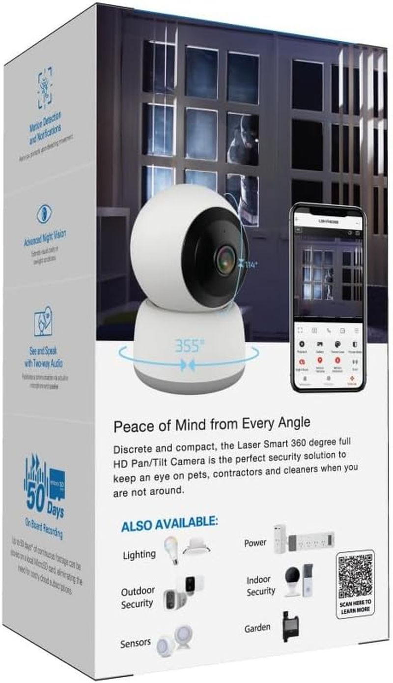 Laser Smart Home FHD Pan and Tilt Indoor Security Camera - 1080P HD Monitor, 360 Coverage, Motion Alerts, Night Vision, Two-Way Audio, Mobile App Control, Microsd Storage- Compatible with Alexa image number 6